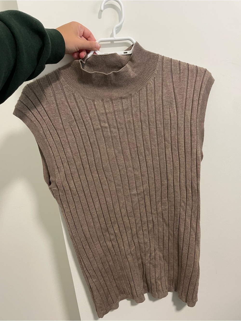 Ricki's Ribbed Mock Neck Knit Top - Taupe Brown